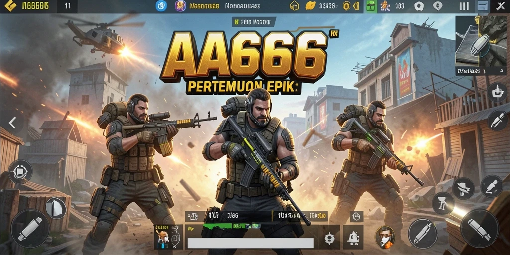 Screenshot gameplay AA666 menampilkan aksi seru dalam pertarungan Battle Royale.