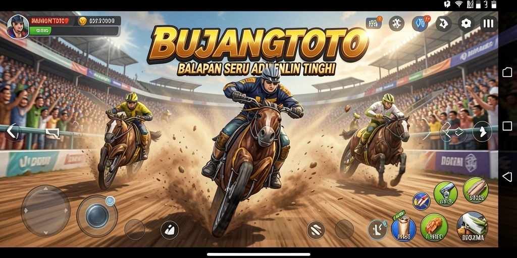 Tangkapan layar menampilkan aksi balapan yang mendebarkan.