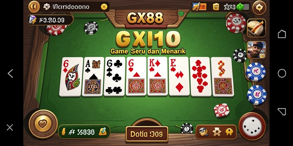 Tampilkan gameplay seru GX88 di layar ponsel Anda saat bermain domino.