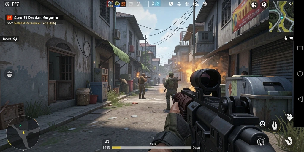 Screenshot PP7 menampilkan aksi menembak yang dinamis dalam game FPS.