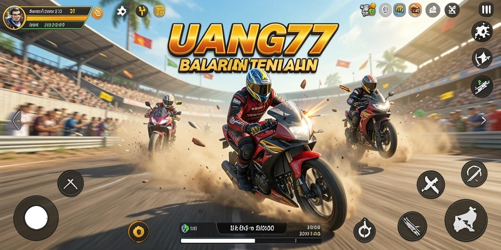Screenshot UANG77 menampilkan aksi balapan motor yang seru dan menegangkan.