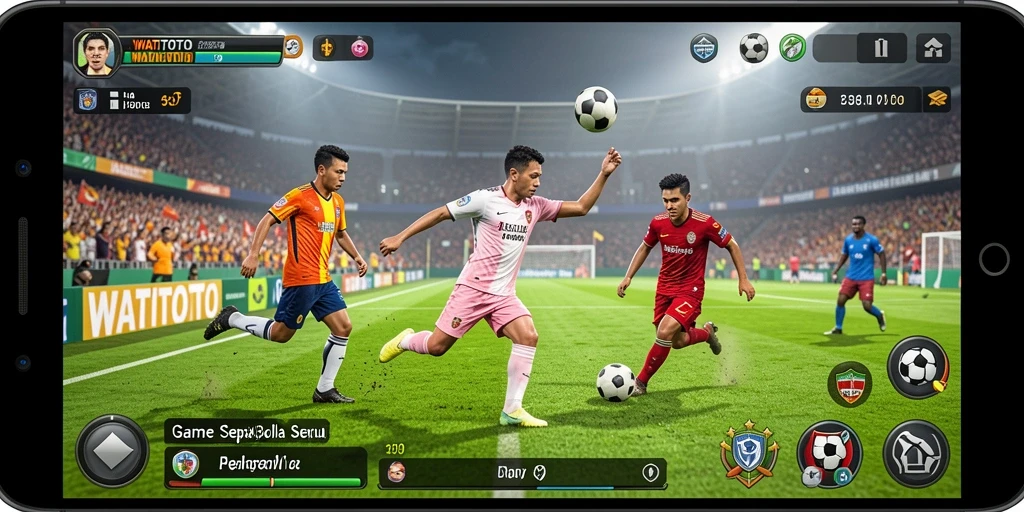 Gameplay WATITOTO yang mendebarkan dalam suasana lapangan sepak bola.