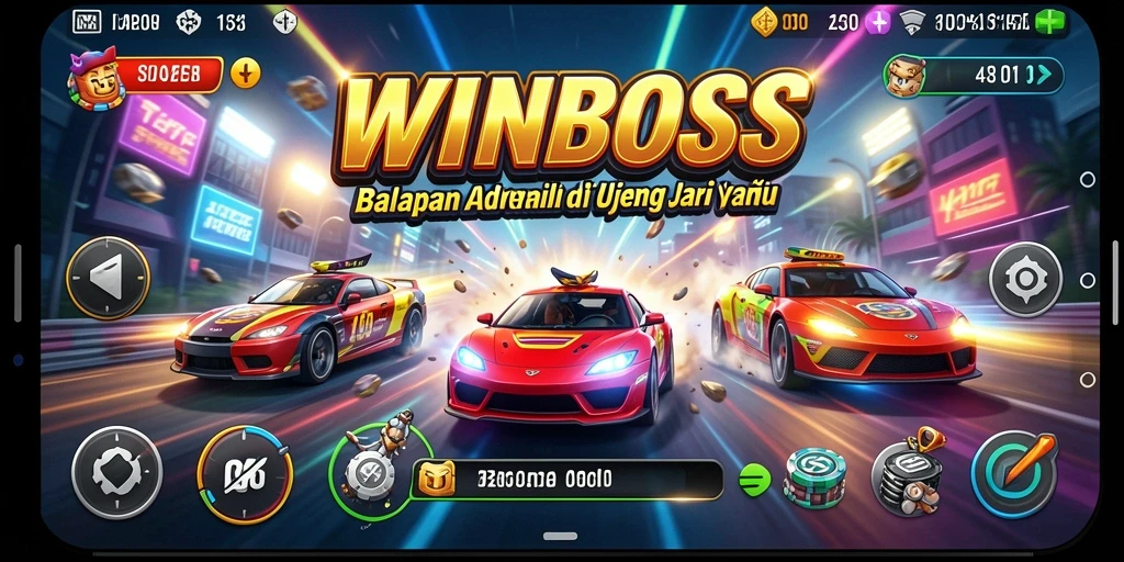 Tampilan layar gameplay balapan yang menegangkan dan penuh aksi.