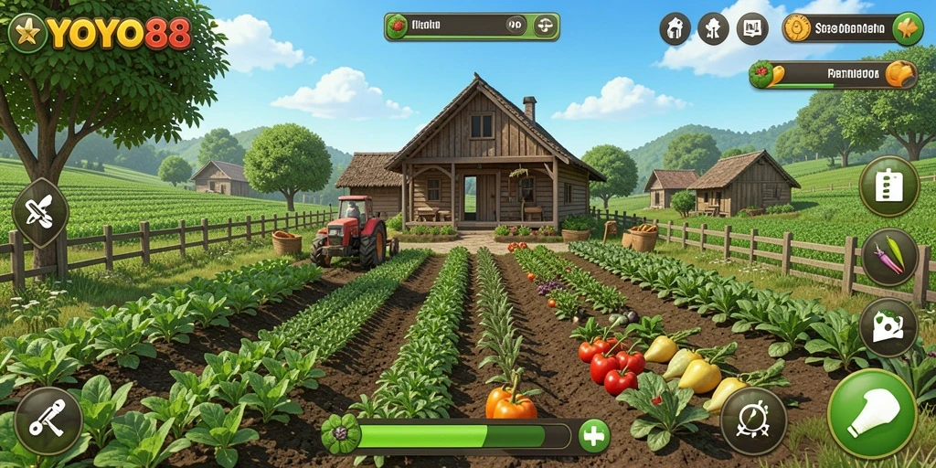 Tampilan gameplay menarik di YOYO88 dengan aktivitas bertani.